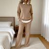 Dámský dvoudílný outfit Splicing Falešný dvoudílný mikina s límečkem a kalhoty s širokými nohavicemi Set Podzimní Ležérní Tepláková souprava Lounge set