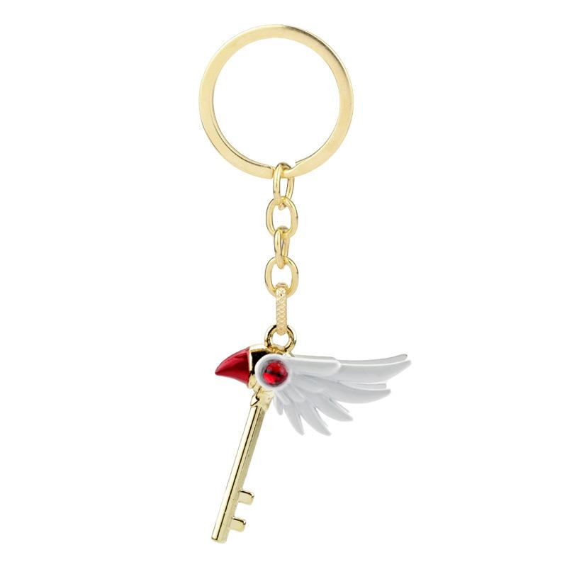 Cartoon Anime Card Captor Sakura Choker keyring Cardcaptor Sakura Clow Charm Pendant keychains Sealing Wand Statement Necklace