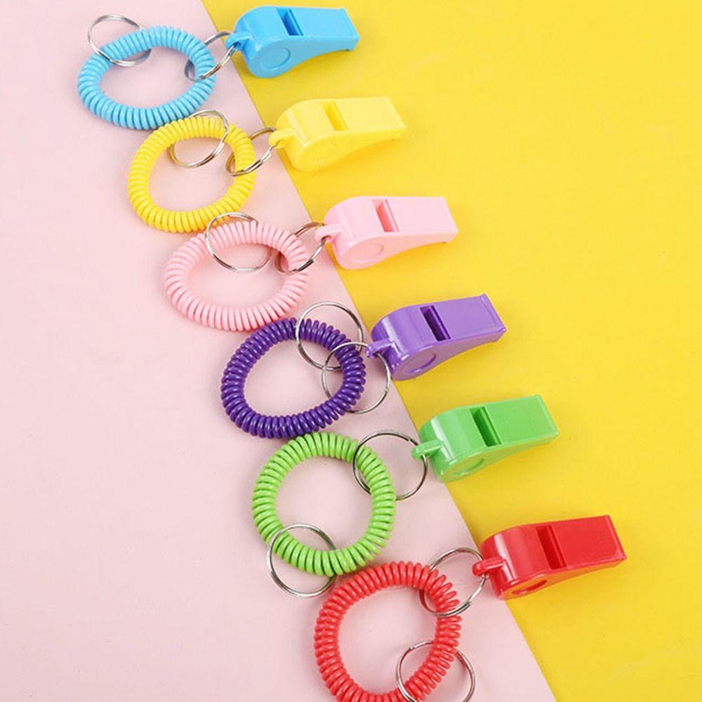 5pcs Plastic Spring Wristband Whistle With Rope Rugby Party Whistle  Training School Soccer Tools