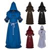 Mönch Mittelalterliche Kapuzenrobe Mönch Renaissance Priester Kostüm Halloween Zauberer Hexer Cosplay Umhang für Erwachsene