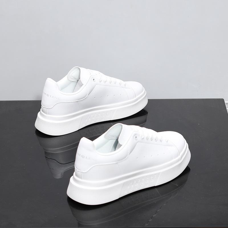 McQueen Spring and Summer Breathable Casual Board Shoes Sports Thick Sole Inner Height Increase Small White Tide Shoes FG
