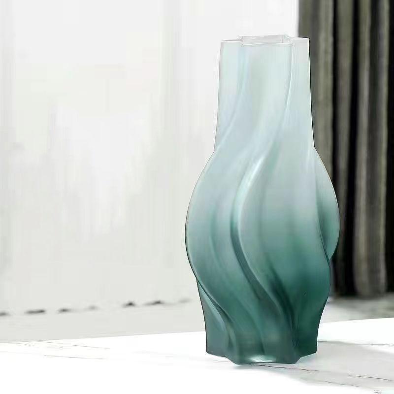 Nordic creative tornado shaped frosted high-end vase glass flower arrangement living room dining table art decoration ins
