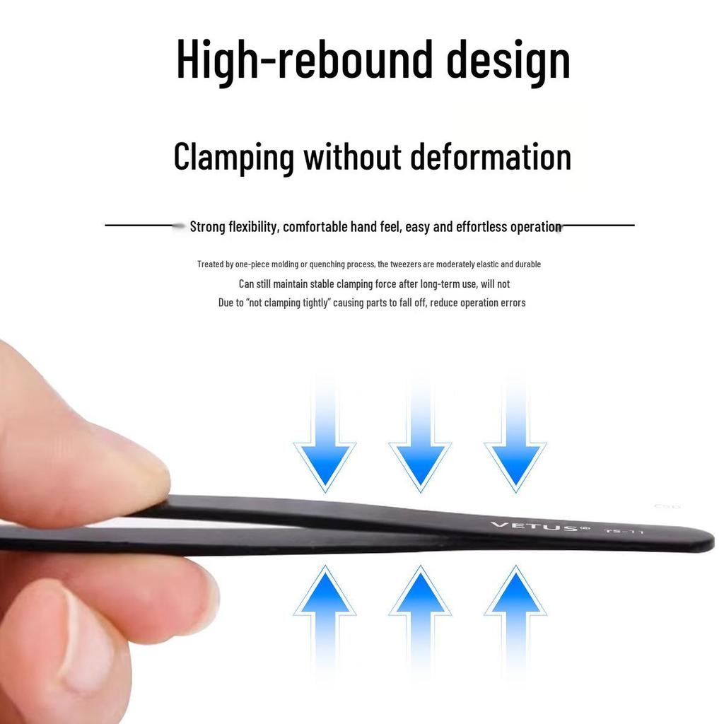 VETUS Anti-static Precision Tweezers Set (TS-11, TS-12, TS-15), ESD Bent Tip Repair Tools