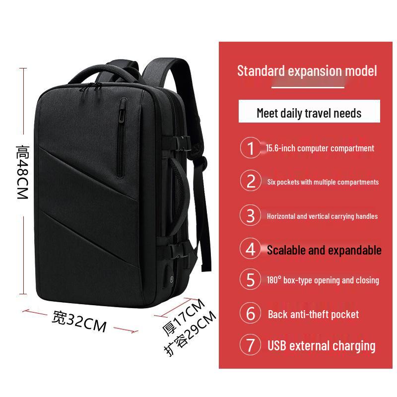 Men's Expandable Oxford Cloth Laptop Backpack - Large Capacity & Multifunctional for Business Travel