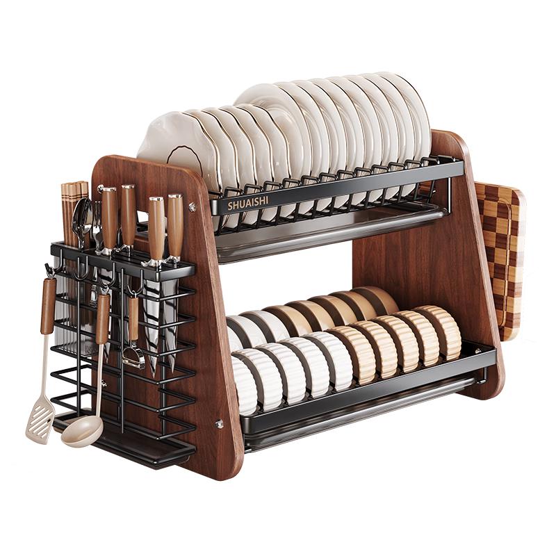 Shuaishi Retro Stainless Steel Kitchen Dish Drying Rack 2-слойный