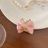 New Cute Bow Hair Clips for Children Rhinestone Rabbit Ears Gold Color Metal Little Hair Clip Girl's Hair Accessories