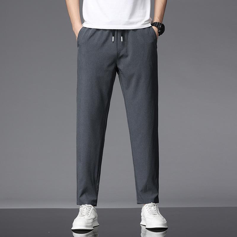 Pantaloni elastici ocazional Pantaloni sport pentru bărbați Pantaloni tăiați moi Pantaloni bărbați cu picior drept largi agățați