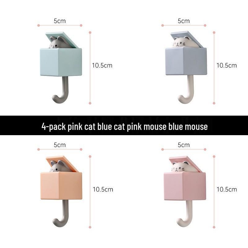 Cute Animal Adhesive Wall Hooks - Traceless, Strong, Nail-Free for Keys, Coats, Hats