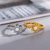 Vintage Opal Sun Rings For Women Fashion Wedding Party Jewelry Gift Accessories Gold Plated Adjustable Rapunzel Sun Flower Ring