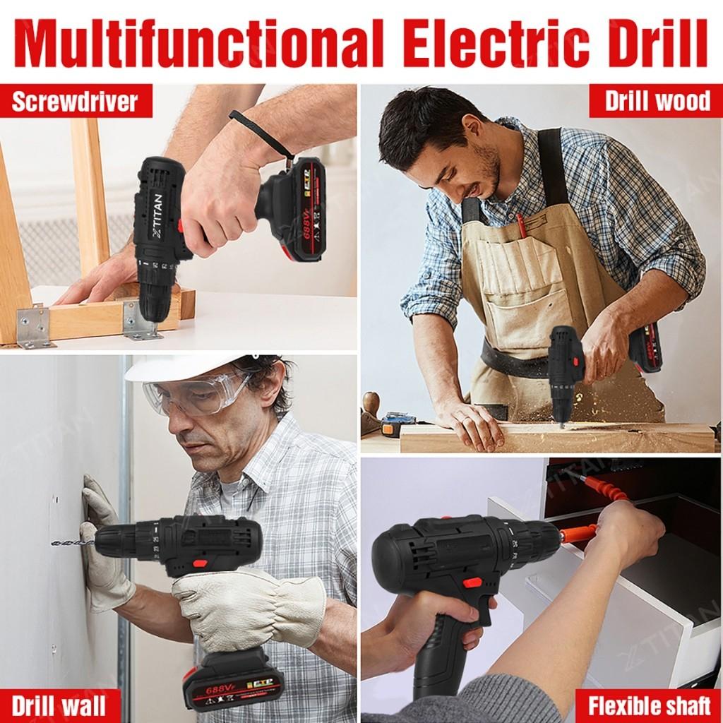88VF Cordless Electric Drill Cordless Drill Set 27PCS Electric Screwdriver Drill Power Tool