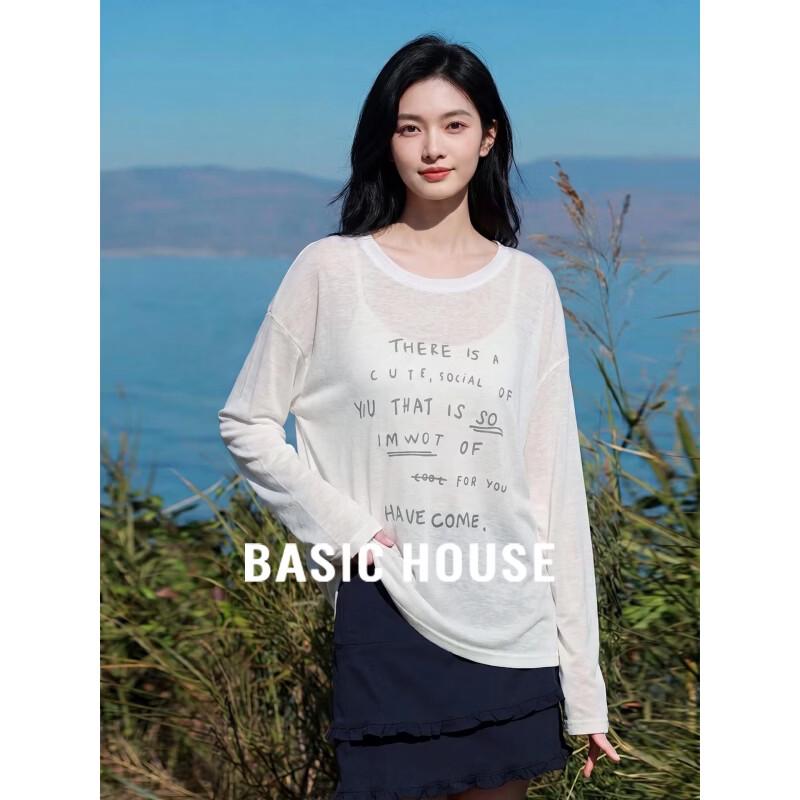 Basic House Women s Tencel Blend Printed Long Sleeve T-Shirt One Size