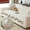 1pcs Sofa Mat with 1 Side Wave Shaped, Non-slip Cushion Protector Machine-Washable Furniture Protector for Bedroom, Home Decor