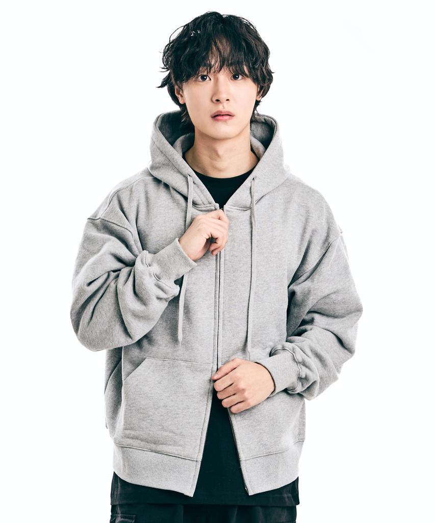 That'S It Standard Oversized 2-Way Zip-Up Hoodie_Gray
