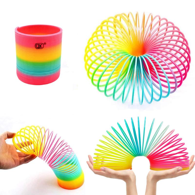 Rainbow Magic Spring Party Toy Stretchable Plastic Spring Circle Kid Adult Stress Relief Creative Magic Toy Birthday Party Toys