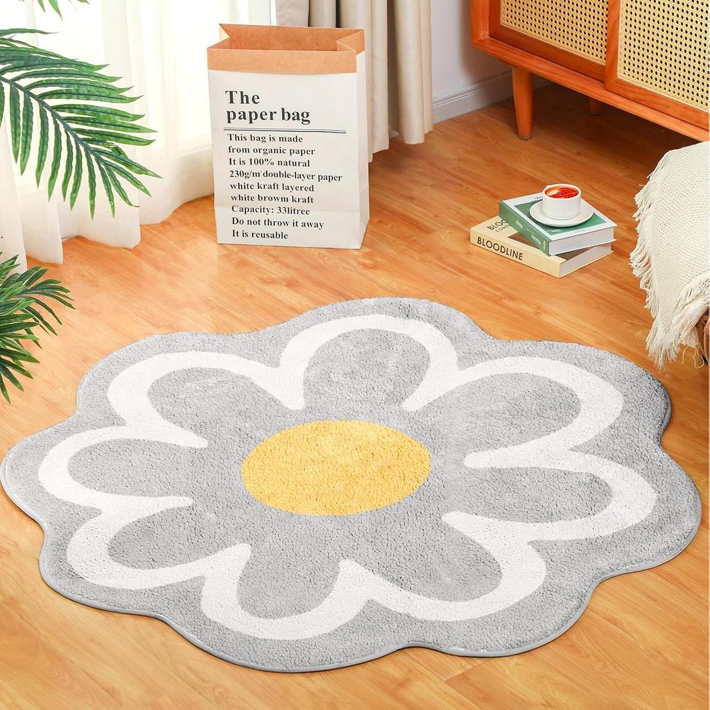 Round Living Room Carpet Large Size Bedroom Bedside Carpets Study Chair Floor Mat Cute Flowers Style Home Decoration Rugs