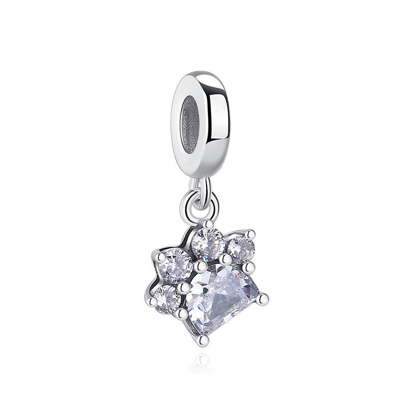 Original 925 Sterling Kupfer Charm Perle Liebe Hund Katze Pfote Panda Glühwürmchen Anhänger Charms Passend für Armbänder Halsketten Frauen Zirkon