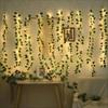 LED Green Leaf Fake Plant String Lights LED Battery Powered for Wall Room Office Birthday Home Bedroom Halloween Christmas Decor