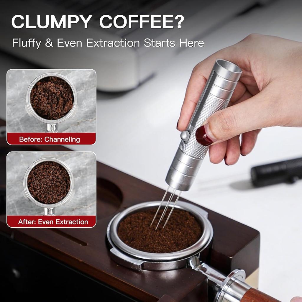 Retractable WDT Espresso Coffee Distribution Tool 5 Needles Coffee Distributor Stirrer for Barista Aluminum Alloy Handle