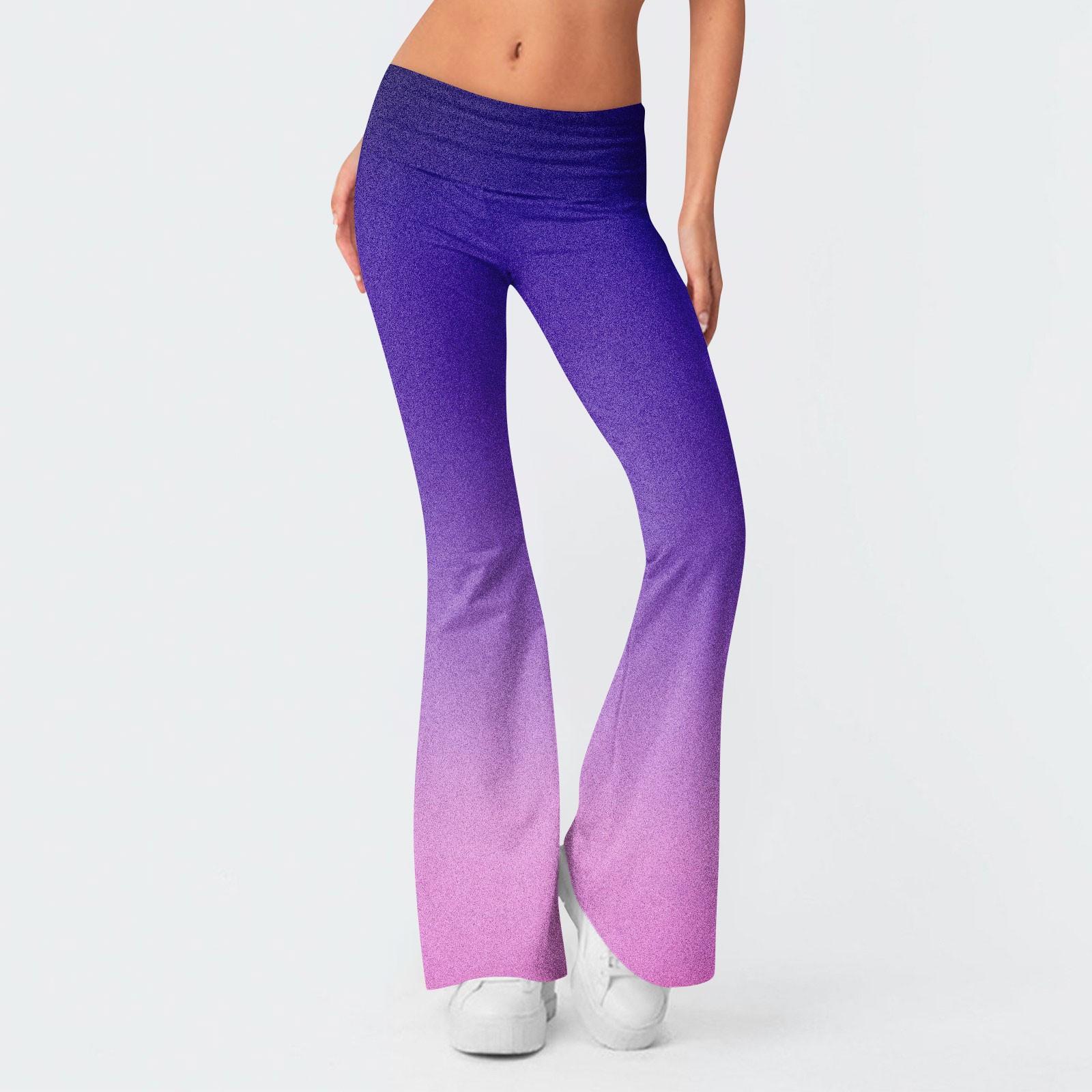 Women s Fashion Gradient Slim Fit Slim Reverse Waist Low Waist Elastic Waist Flare Pants S