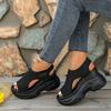 Sandales à plateforme tricotées pour femmes à largeur large, sandales sportives à bout ouvert à talon compensé, chaussures d'été de style européen en gros