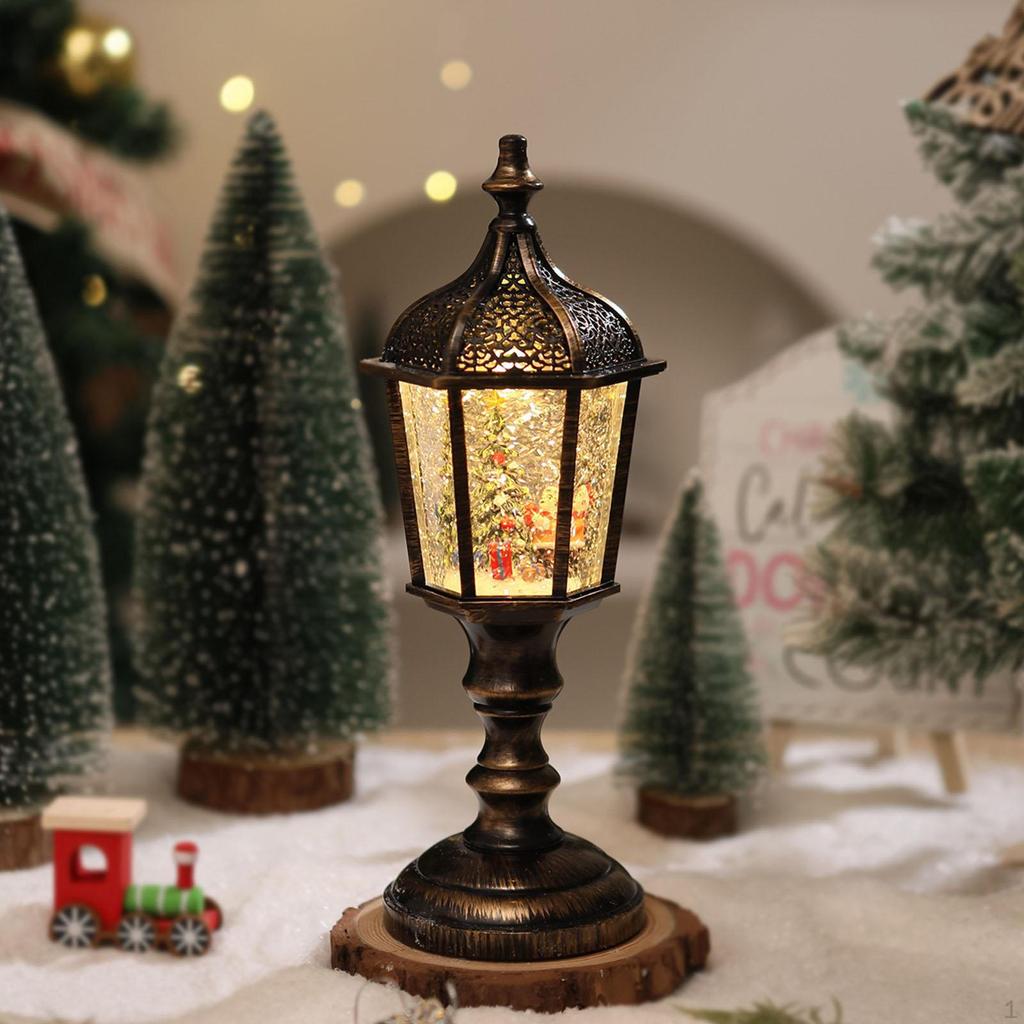 Christmas Snow Globe Decorative Holiday Decor Lighted Glitter for Centerpiece Indoor Home