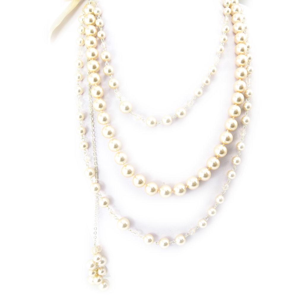 Les Trésors De Lily [K2793] - Ecru 'Sissi' Designer Necklace