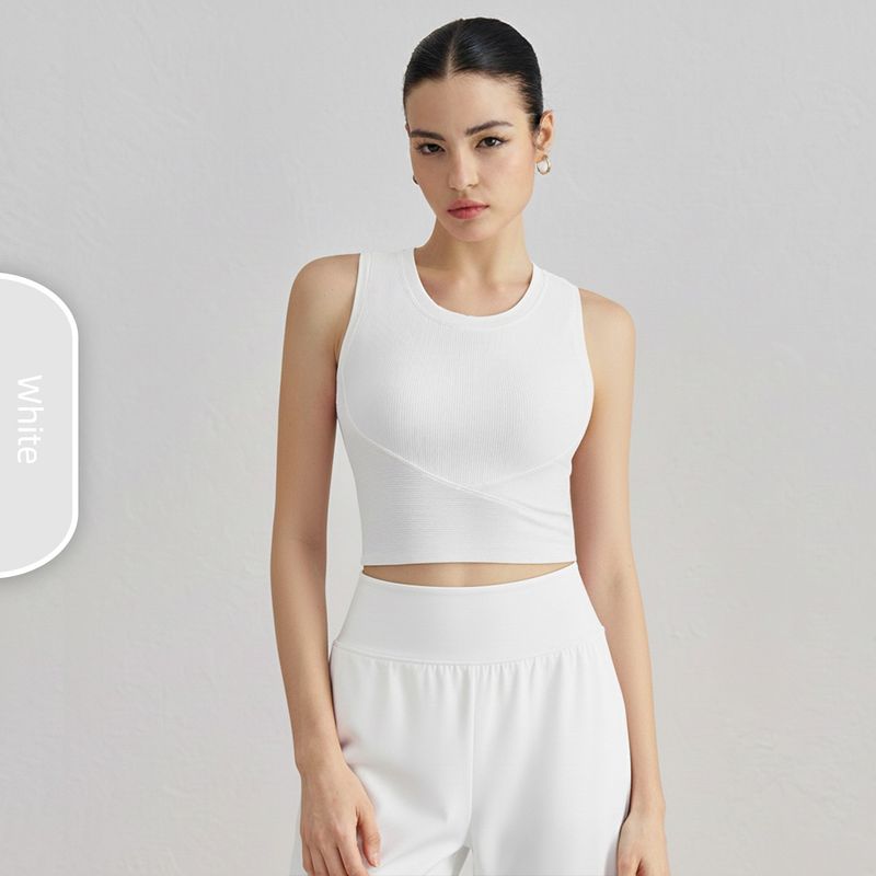 Lu Same Sports Vest Women's Elastic Rib Fixed Chest Pad Yoga Bra Skinny Slimming Nude Feel Beauty Back Underwear