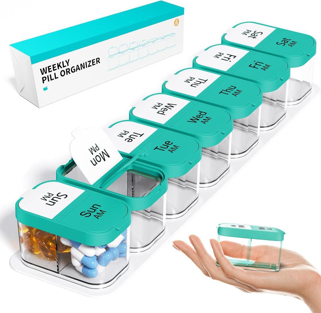 Portable Weekly Pill Organizer - Seven Day Medicine Dispenser Box