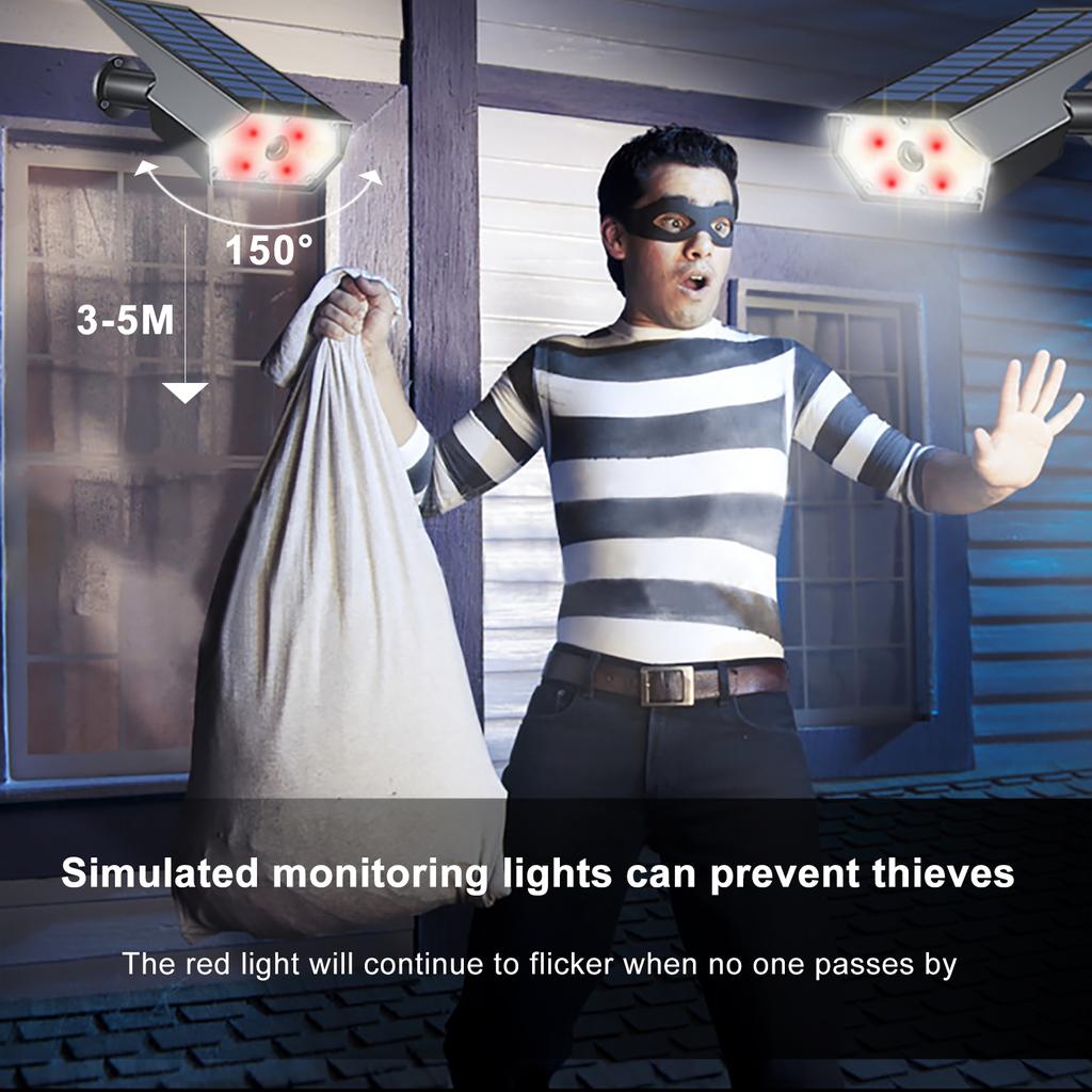 42 LED Lampes Solaires à Détecteur de Mouvement Projecteurs Paysagers de Jardin Extérieur 56LED Étanche 3 Modes Cour Allée Allée Imitation