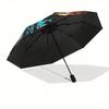 "Flame & Ice Tiger: Unique Circular  Decor"Umbrella, Portable 3-Fold Compact Umbrella for Men & Women ES13