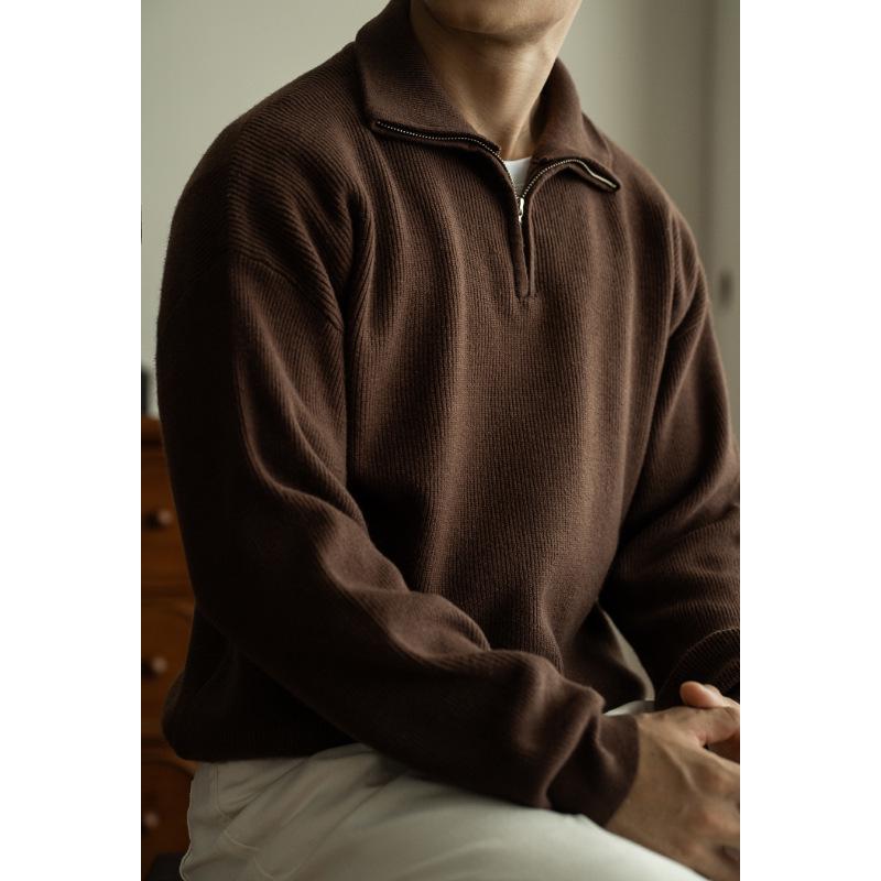 Men's 2025 Autumn/Winter Half-Zip Stand Collar Knit Sweater