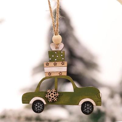 Car Ornaments Small Christmas Tree Hanging Wooden Pendants Elk Cartoon Animal Ornaments 2025 New Christmas Holiday Decorations