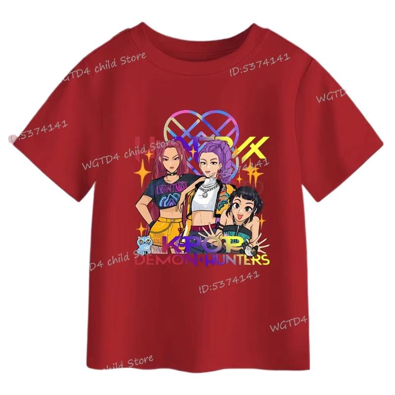 Summer Movie Kids T-shirt KPop Demon Hunters Cool Girls Tee Top Funny Gift Men Women Cotton Tshirt K-Pop Demon Hunters Clothes