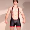Men'S Palysuit Deep U Neck See Through Back Bandage Bodysuit Tops U Pouch Sexy Fitness Tights High Elastic Shaping Wear Onesies