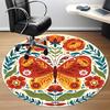 1pc Butterfly Flowers Office Round Area Rug, Indoor Mat Suitable For Office, Under Office Chairs Bedroom Living Room Home Decor, Room Deco