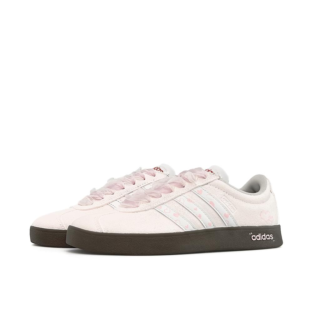 adidas VL COURT 2.0 Peach Spry Lightweight Low Top Skateboard Shoes Unisex White Pink JS3003(Team920-)