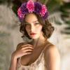 Rose Flower Bohemian Headband Women Bride Floral Wreath Head Hoop Hair Accessories Wedding Festival Mexican Party Decoration