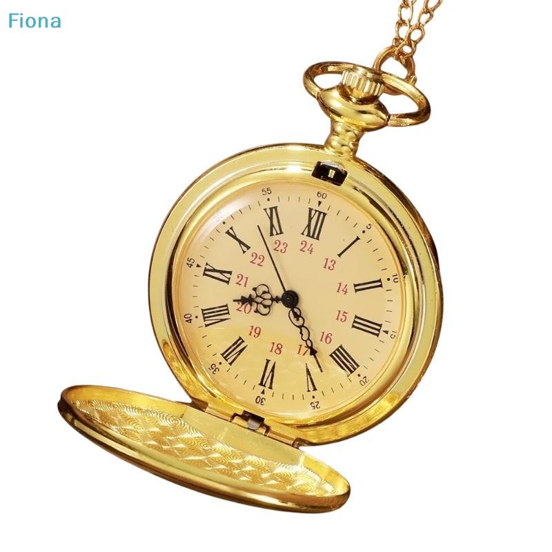 Orologio da tasca circolare dorato da uomo Orologio da tasca al quarzo con catenella vintage Regalo souvenir