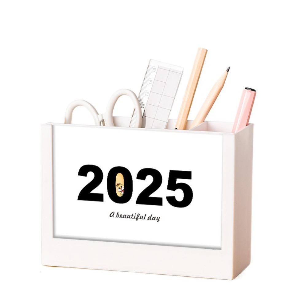 Multi-Function Desk Calendar Organizers 2025 Desktop Stationery Organizer Pencil Storage Box  Home