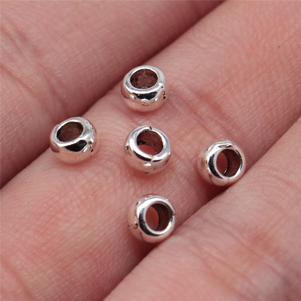 40pcs Antique Silver Color Small Spacer Beads Charm Pendants Jewelry Accessories DIY Small Spacer Beads Charms