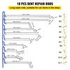 Rods Dent Removal Kit, 20 Pcs Paintless Dent Repair Rods, Stainless Steel Dent Rods, Whale Tail Dent Repair Tools, Professional Hail Dent Removal Tool