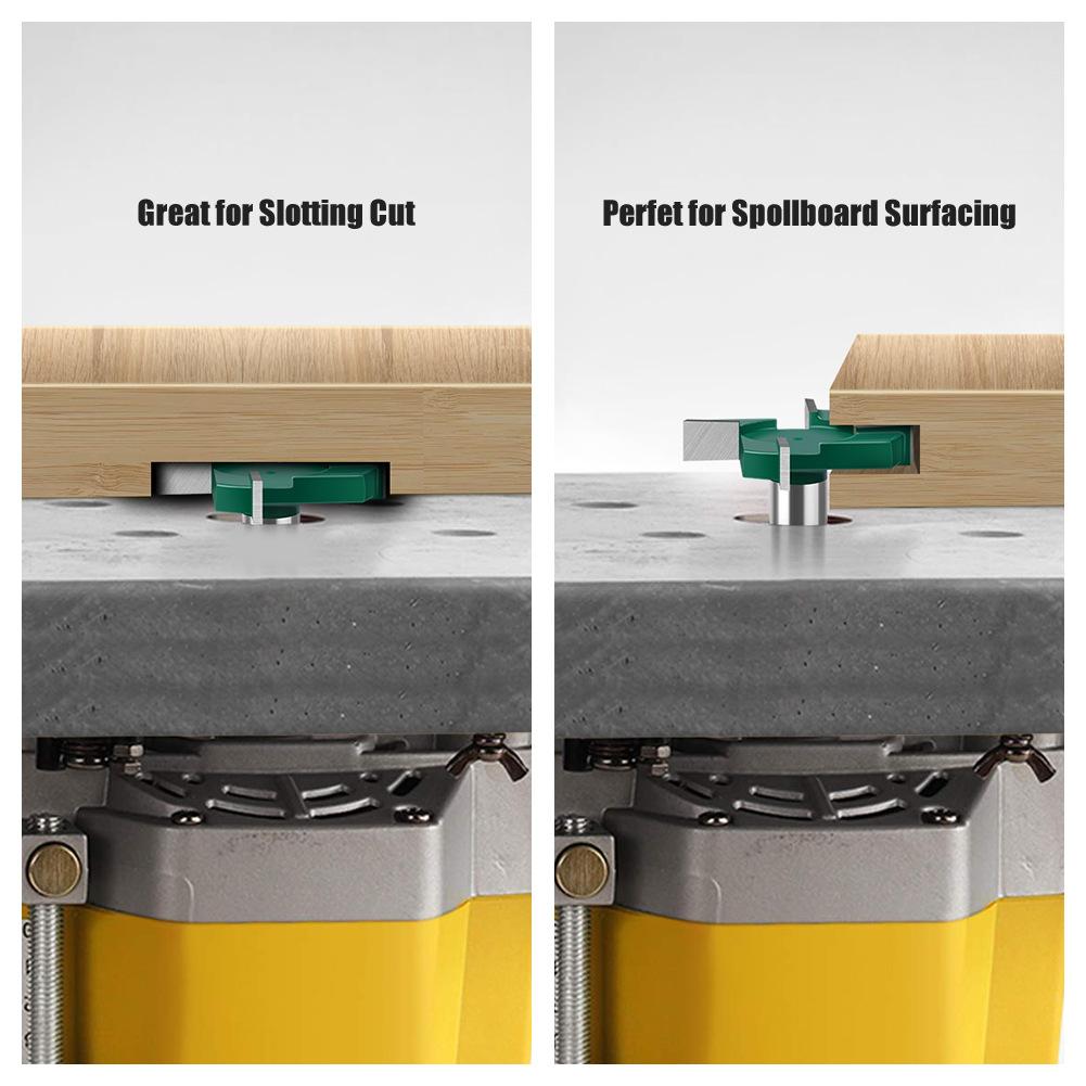 Four-Blade T-Knife Bottom Cleaning Knife Slotting Knife Woodworking Milling Cutter Engraving Machine Cutter Head Large Diameter Slotting Knife