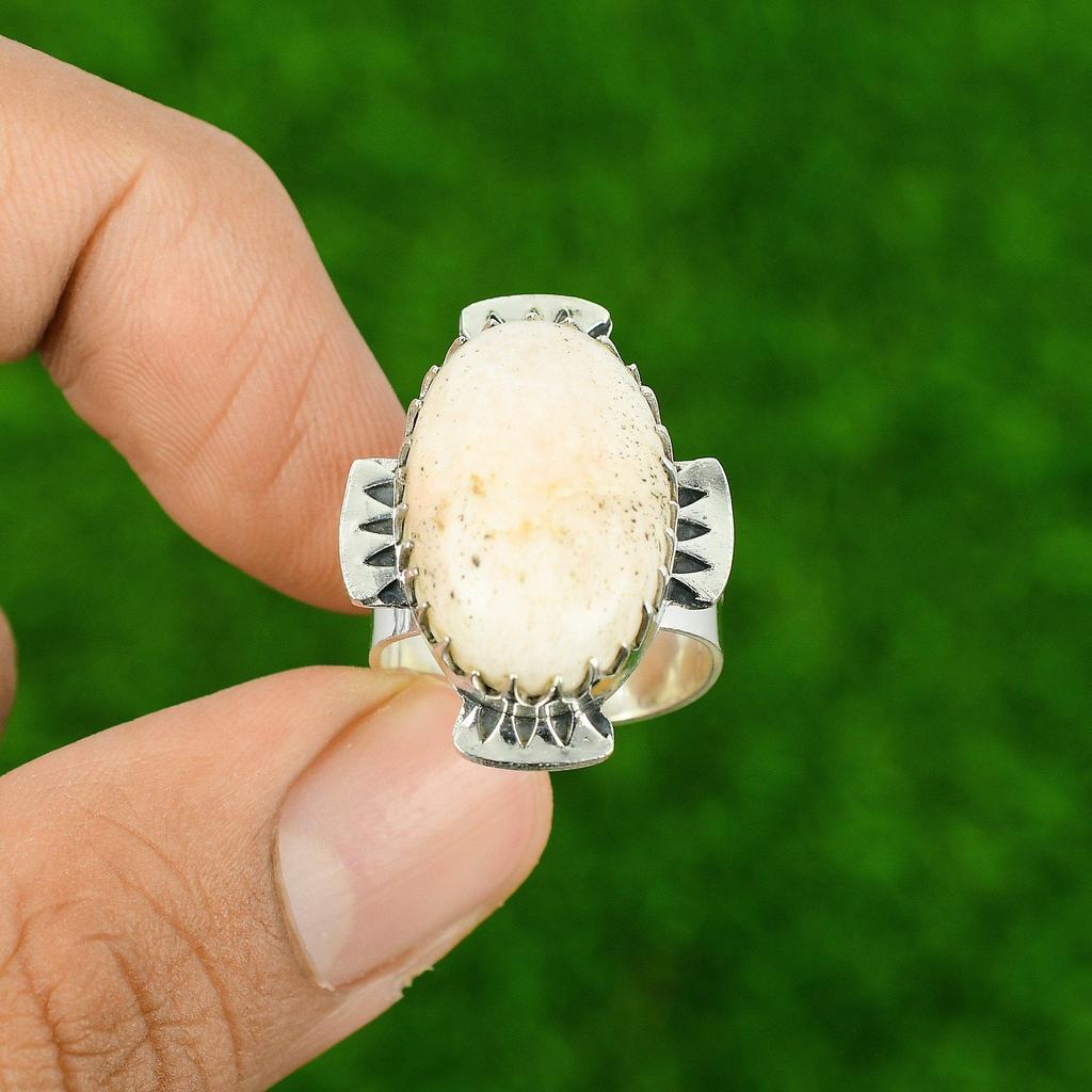 925 Sterling Silver Oval Pink Opal Gemstone Engagement Handmade Wife Ring US 6.5