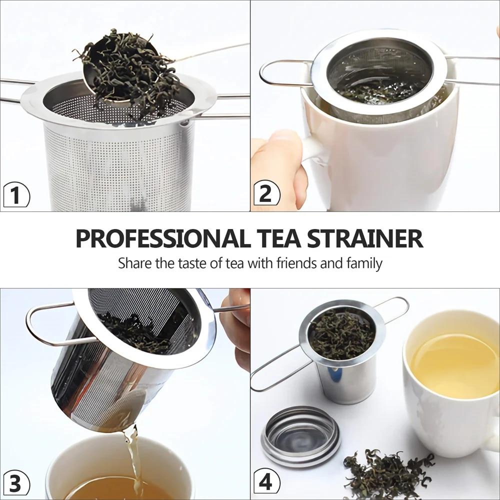 Stainless Steel Tea Maker Mesh with Lid Loose Leaf Spice Filter Teapot Tea Coffee Practical and Durable Filter