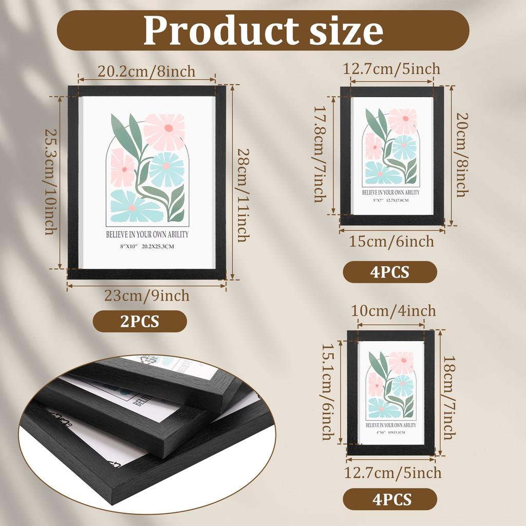 10Pack Wall Gallery Photo Frames Photo Display Hanging Holder Pictures Frame Table Top Wall Mounting Frames Commemorative Gift