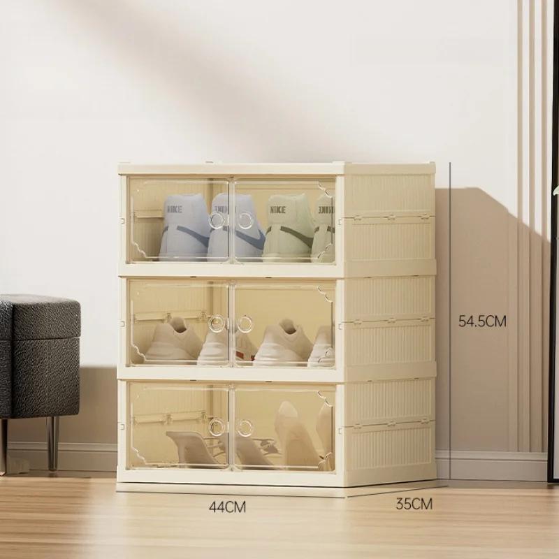 

Многослойная складная коробка для обуви, пылезащитная, утолщенная, пластиковая, для хранения кроссовок, штабелируемый шкаф, прозрачные органайзеры, стойка