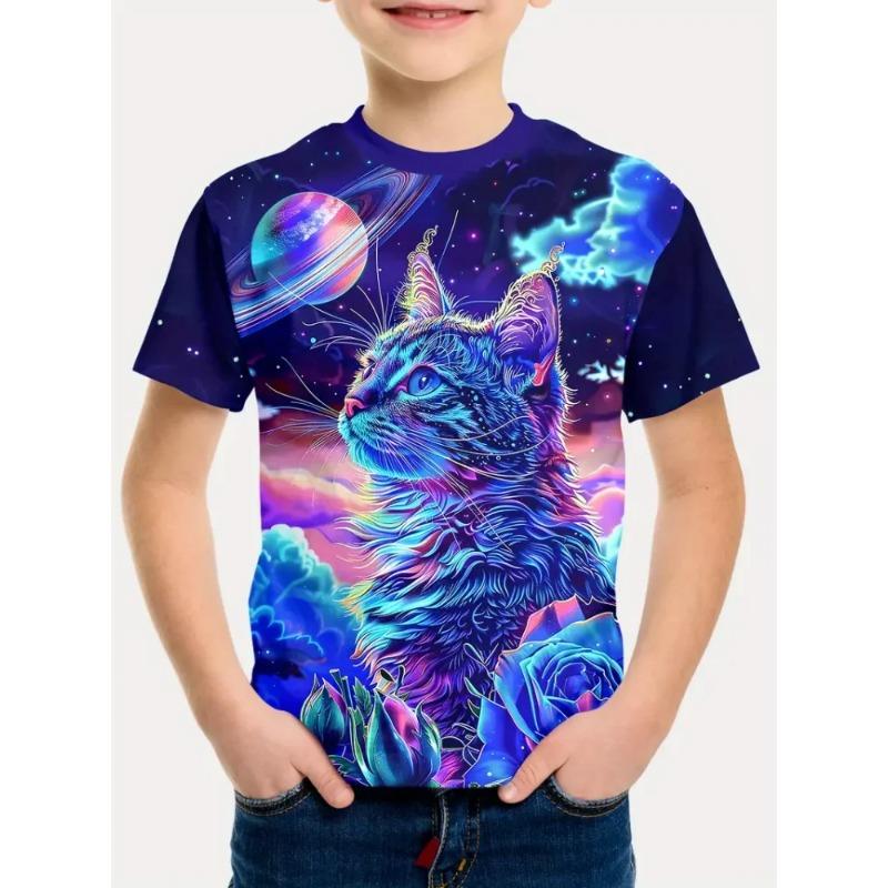 

Boys T-Shirt Fashion Dinosaur Kids Clothes Animal 3D Printed Tops Short Sleeve Boys Clothing Comfortable Children T-Shirt 160 белый