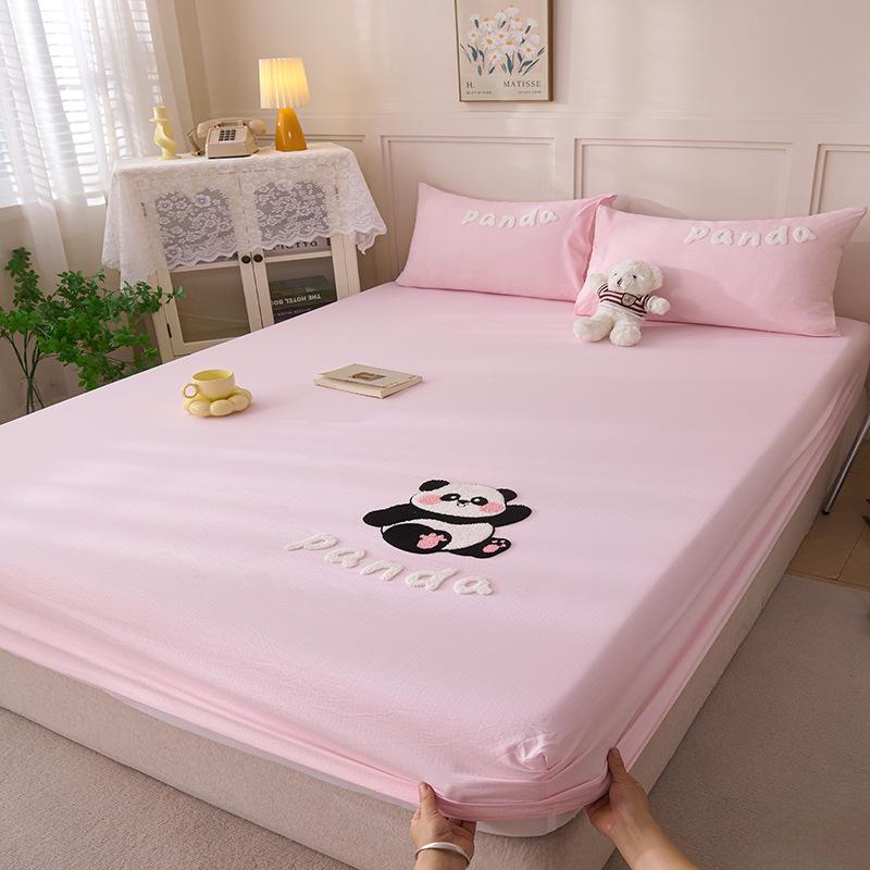 Washed Cotton Fitted Sheet Single Piece New Mattress Cover Protective Cover Bed Sheet Cover Student Dormitory Machine Washable