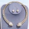 European and American Exaggerated Color Zircon Leopard Head Necklace Earrings Set Luxury Retro Court Style Full of Diamond Jewelry Accessories