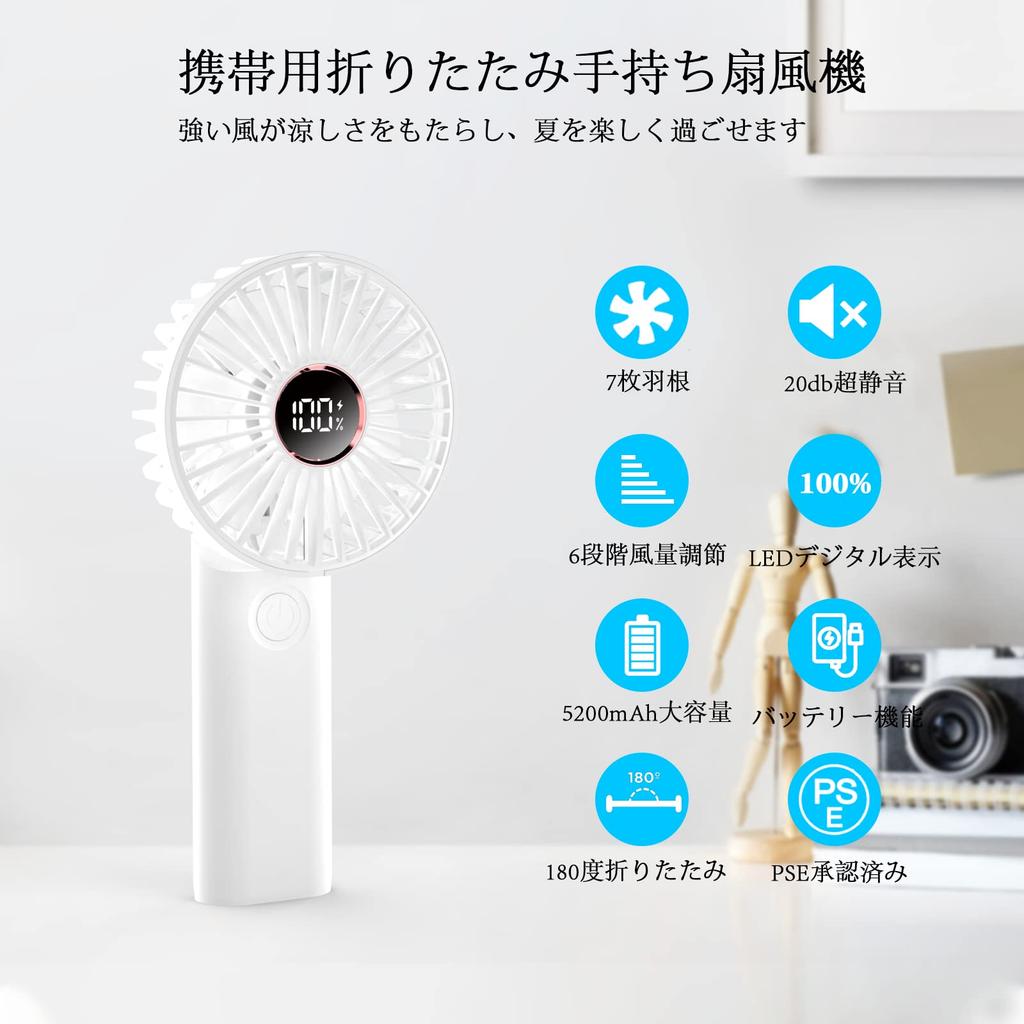 MFEESYOB 2025 Latest Model Portable Fan Wind Speed 20dB Compatible with and Neck 5200mAh USB Compact and Ideal for Heatstroke Fireworks and PSE White